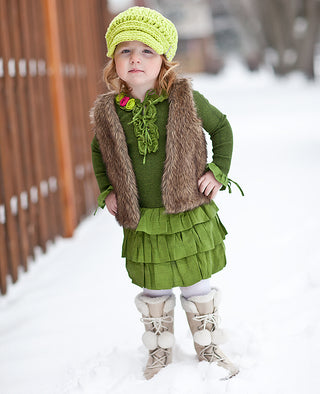 2T to 4T Lime Green Buckle Newsboy Cap