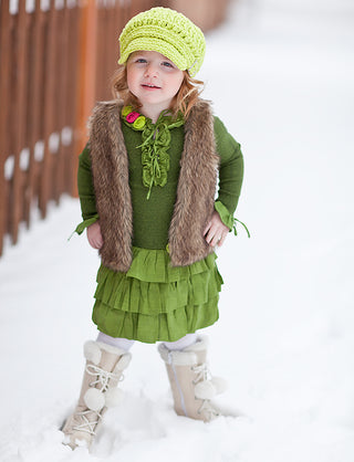 2T to 4T Lime Green Buckle Newsboy Cap