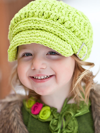 2T to 4T Lime Green Buckle Newsboy Cap by Two Seaside Babes