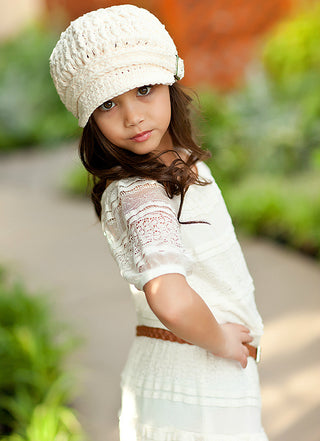 4T to Preteen Cream Buckle Newsboy Cap