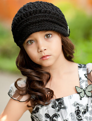 4T to Preteen Black Buckle Newsboy Cap