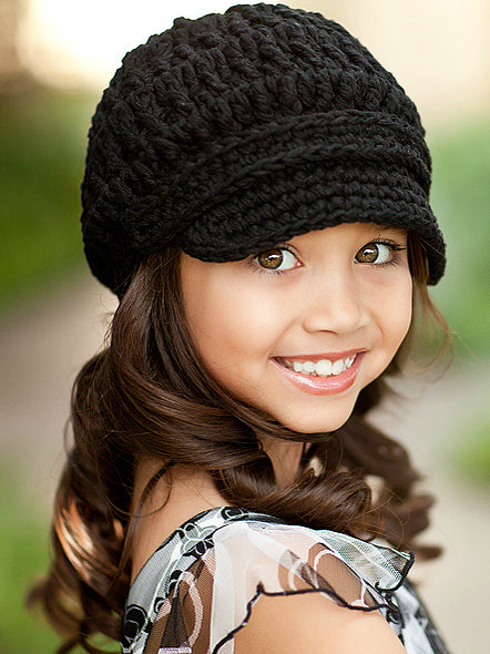 4T to Preteen Black Buckle Newsboy Cap by Two Seaside Babes