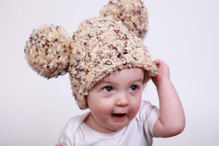 9 to 12 Month Sand & Brown Pom Pom Hat