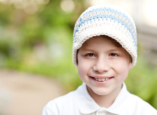 4T to Preteen Ecru, Light Blue, & Khaki Striped Visor Beanie