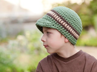 4T to Preteen Olive Green, Chocolate Brown, & Khaki Striped Visor Beanie