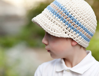 4T to Preteen Ecru, Light Blue, & Khaki Striped Visor Beanie