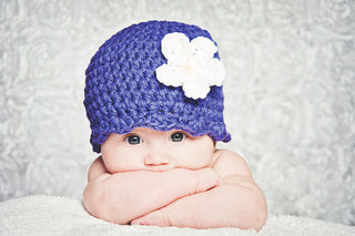 Purple flapper beanie hat | 40 flower colors available