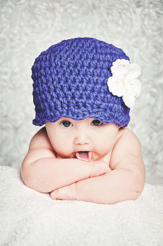 Design your own custom flapper beanie flower hat | 40 colors available