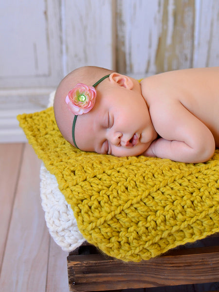 Yellow citron newborn baby layering bump blanket by Two Seaside Babes