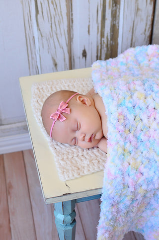 33" x 33" White Pastels| soft crochet baby blanket, wrap | for newborns, babies, toddlers | lovey, crib sizes