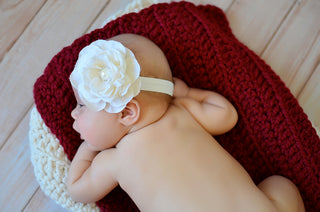 Cranberry Red & Cream | newborn photo prop layering baby blanket, basket stuffer, bucket filler