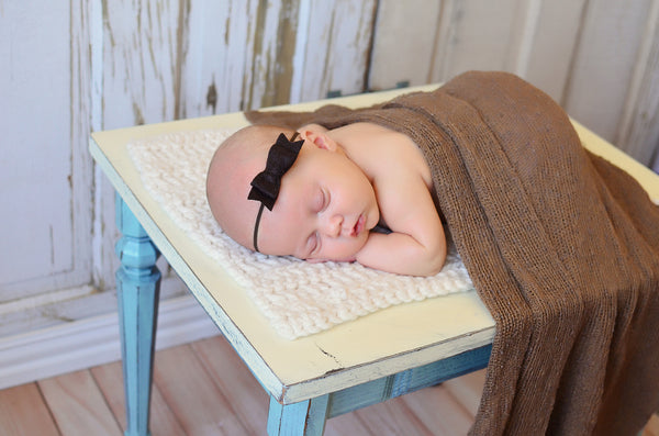 Cream | newborn photo prop layering baby blanket, basket stuffer, bucket filler