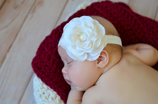 Cranberry Red & Cream | newborn photo prop layering baby blanket, basket stuffer, bucket filler