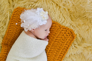 Butterscotch | newborn photo prop layering baby blanket, basket stuffer, bucket filler