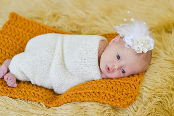 Butterscotch | newborn photo prop layering baby blanket, basket stuffer, bucket filler