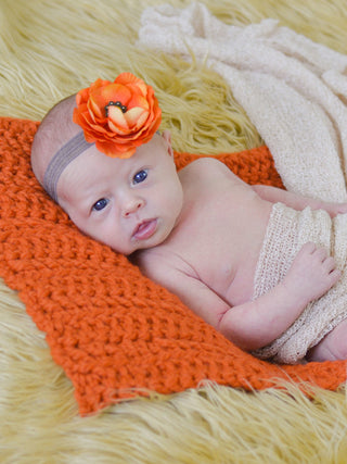 Orange Pumpkin | newborn photo prop layering baby blanket, basket stuffer, bucket filler