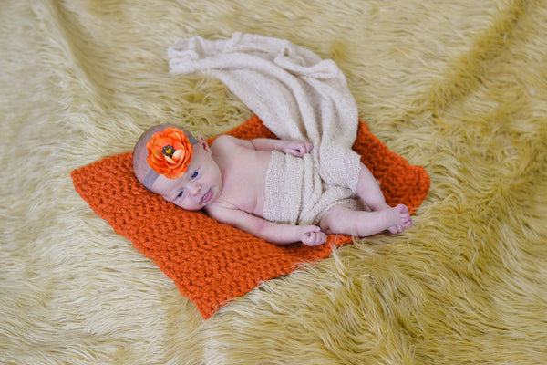 Orange Pumpkin | newborn photo prop layering baby blanket, basket stuffer, bucket filler