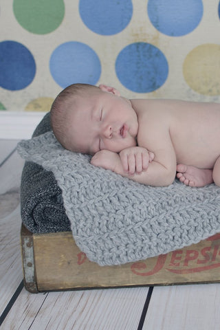 Light gray newborn baby layering bump blanket by Two Seaside Babes