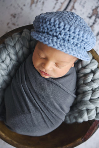 Baby blue Irish wool newsboy hat