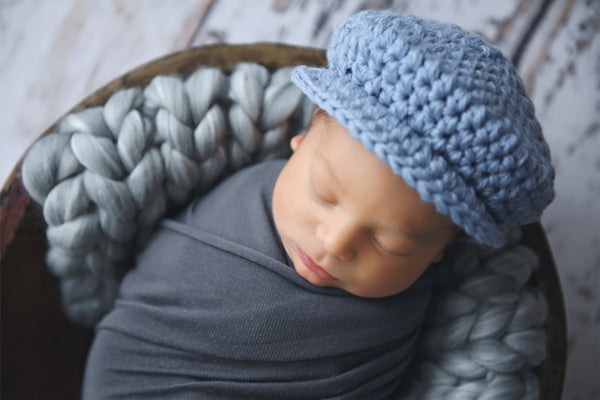 Baby blue Irish wool newsboy hat