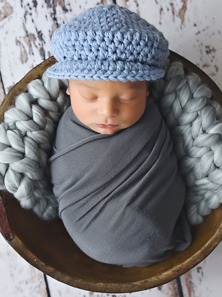 Baby blue Irish wool newsboy hat by Two Seaside Babes