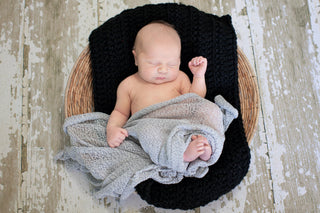 Black | newborn photo prop layering baby blanket, basket stuffer, bucket filler