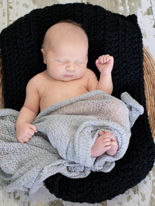 Black | newborn photo prop layering baby blanket, basket stuffer, bucket filler by Two Seaside Babes