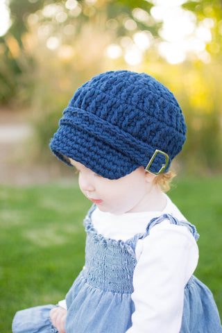 1T to 2T Navy Blue Buckle Newsboy Cap