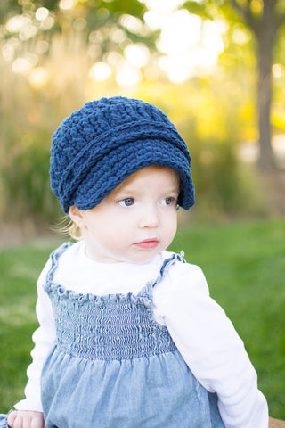 1T to 2T Navy Blue Buckle Newsboy Cap