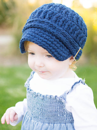 1T to 2T Navy Blue Buckle Newsboy Cap