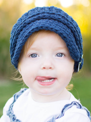 1T to 2T Navy Blue Buckle Newsboy Cap by Two Seaside Babes