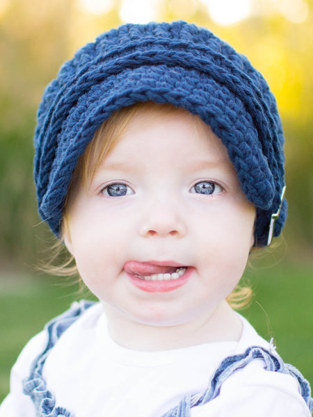 1T to 2T Navy Blue Buckle Newsboy Cap by Two Seaside Babes