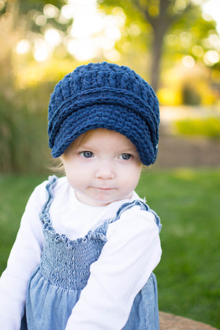 1T to 2T Navy Blue Buckle Newsboy Cap