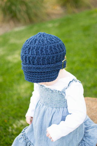 1T to 2T Navy Blue Buckle Newsboy Cap