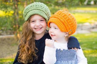 Olive Green & Orange Buckle Newsboy Caps