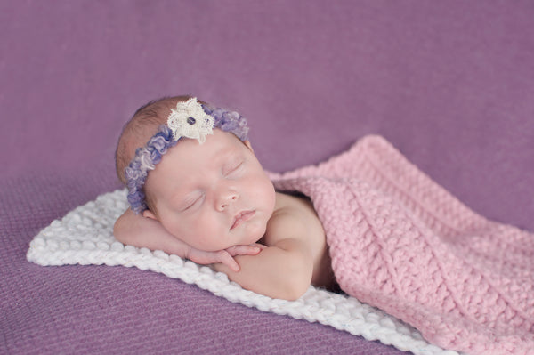 White Sparkle & Pink Blossom | newborn photo prop layering baby blanket, basket stuffer, bucket filler