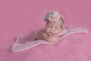 Pink Blossom | newborn photo prop layering baby blanket, basket stuffer, bucket filler
