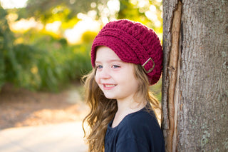 4T to Preteen Red Wine Buckle Newsboy Cap