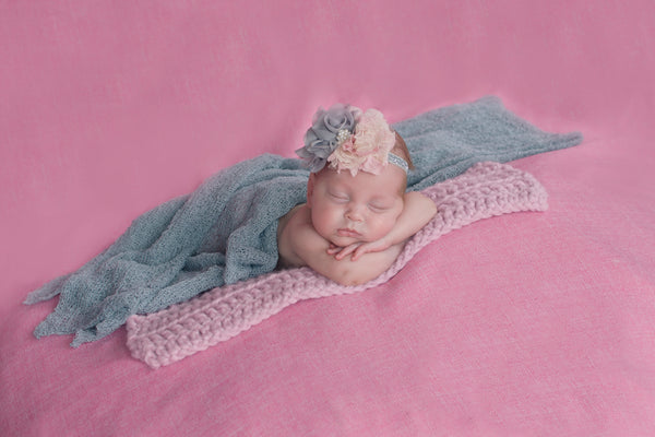 Pink Blossom | newborn photo prop layering baby blanket, basket stuffer, bucket filler
