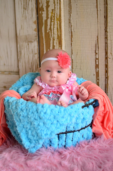 33" x 33" Aqua Blue | soft crochet baby blanket, wrap | for newborns, babies, toddlers | lovey, crib sizes