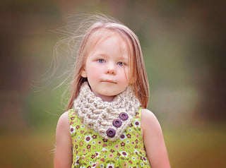 4T to Preteen Kids Oatmeal Button Scarf