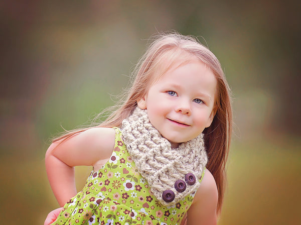 4T to Preteen Kids Oatmeal Button Scarf