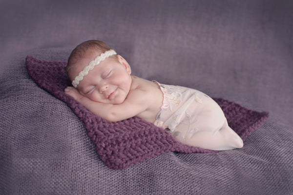 Purple Plum | newborn photo prop layering baby blanket, basket stuffer, bucket filler