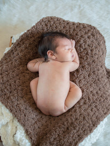 Teddy Bear Brown soft and fluffy chunky crochet blanket - newborn and baby sizes by Two Seaside Babes