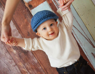 6 to 9 Month Denim Blue | Irish wool Donegal newsboy hat, flat cap, golf hat | newborn, baby, toddler, boy, & men's sizes