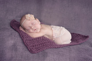 Purple Plum | newborn photo prop layering baby blanket, basket stuffer, bucket filler