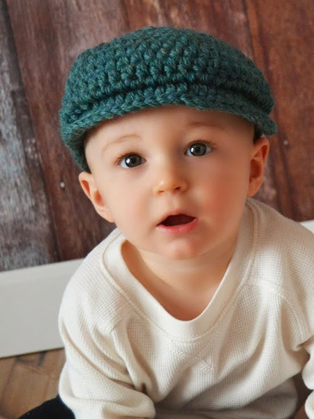 6 to 9 Month Heather Green | Irish wool Donegal newsboy hat, flat cap, golf hat | newborn, baby, toddler, boy, & men's sizes by Two Seaside Babes
