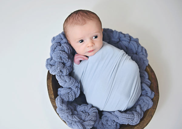 Blue newborn photo prop chunky bump layer