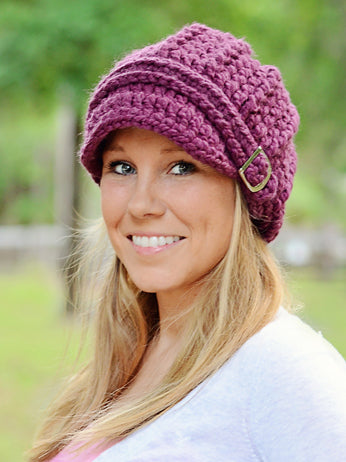 Purple plum buckle beanie winter hat - Main Image