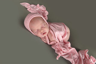 Light pink newborn baby bonnet